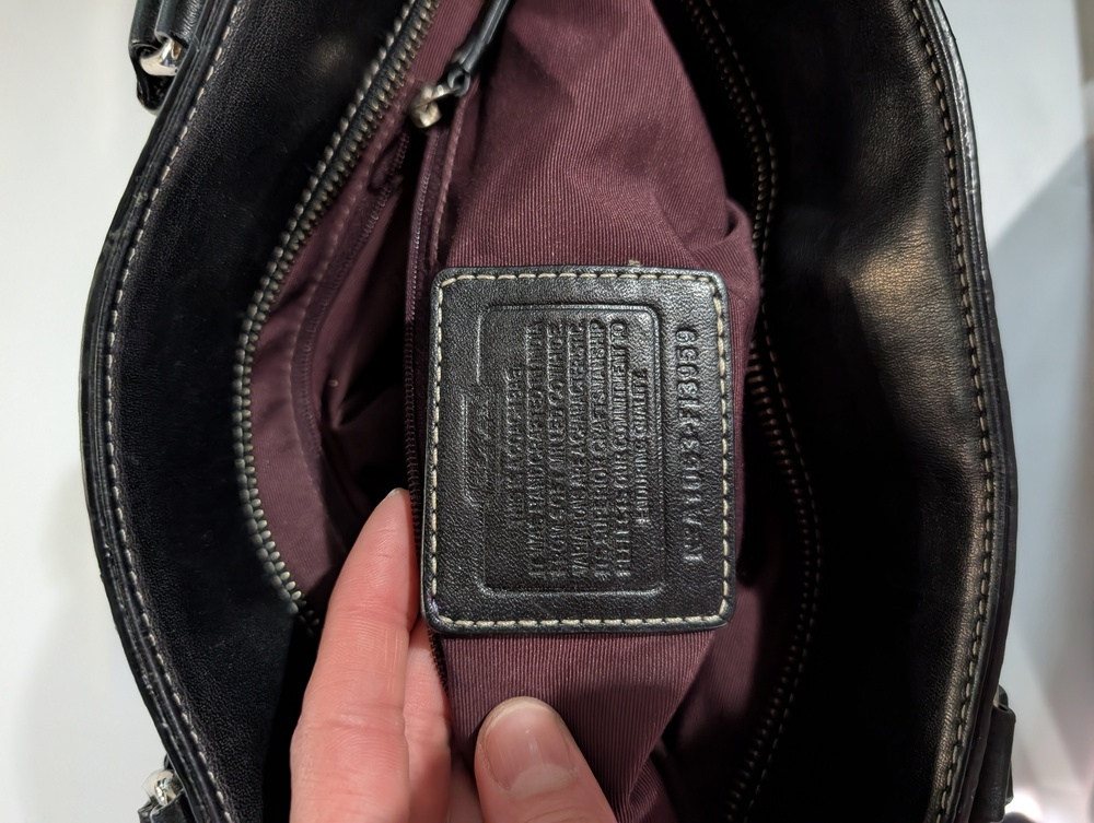 Coach Black Leather Shoulder Tote Bag - Picture 3 of 4